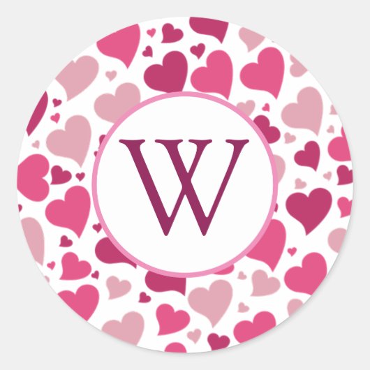 ハートのハートモノグラムラウンドステッカー ラウンドシール (正面)