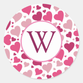 ハートのハートモノグラムラウンドステッカー ラウンドシール