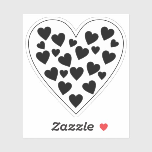 ハートのハート – 黒ハートオン白ハート シール (シート)