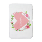 ハートのバス・マットのあなたの名前 バスマット (正面縦)