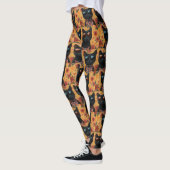 ハートのバラを持つ黒猫 バレンタインデー レギンス (左)