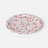 ハートのバレンタインの水彩画のパーティーのプレート ペーパープレート (アングル)