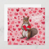 ハートのバレンタインデーのリス シーズンカード (正面/裏面)