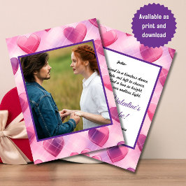 ハートのバレンタインデーの写真とオリジナルの詩 シーズンカード