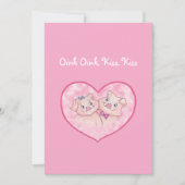 ハートのバレンタインデーカードのかわいいブタ シーズンカード (正面)