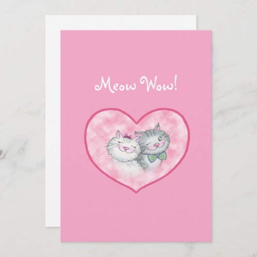 ハートのバレンタインデーカード かわいい猫たち シーズンカード (正面/裏面)