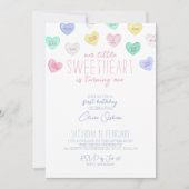 ハートのバレンタインデー1歳誕生日招待状 招待状 (正面)