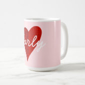 ハートのバレンタインデー カップ（名入れ） コーヒーマグカップ (正面右)