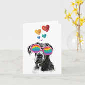 ハートのバレンタインデー グレートデーン 犬の投げ枕 カード (黄色い花)