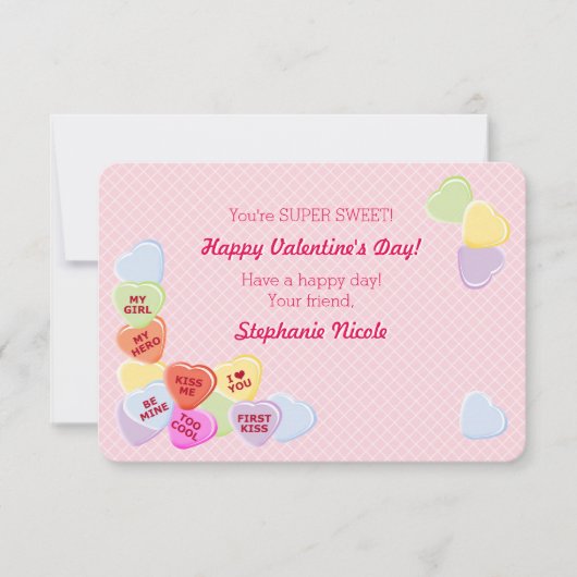 ハートのバレンタイン キャンディ 招待状 (正面)