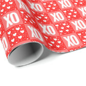 ハートのバレンタイン ギフト包装紙 XOXO ラッピングペーパー (ロールコーナー)