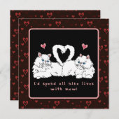 ハートのバレンタイン 白いペルシャ猫 シーズンカード (正面/裏面)