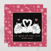 ハートのバレンタイン 白いペルシャ猫 シーズンカード (正面/裏面)