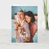 ハートのバレンタイン 白い愛のスクリプト 女の子 カード (裏面)