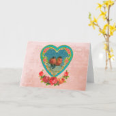 ハートのバレンタイン(2羽の鳥) カード (黄色い花)