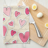 ハートのパターン キッチンタオル (四つ折り)