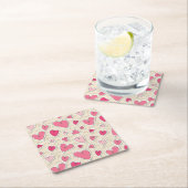 ハートのパターン スクエアペーパーコースター (インサイチュ)