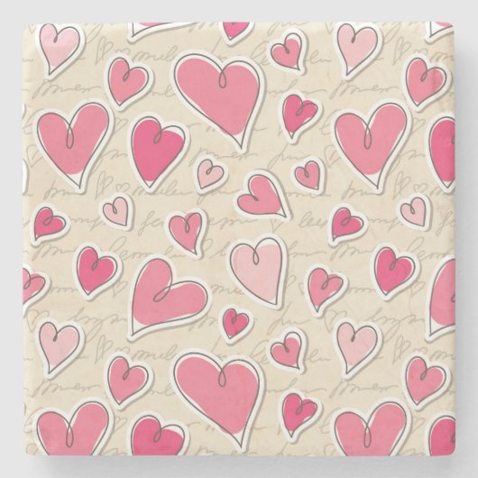ハートのパターン ストーンコースター (正面)