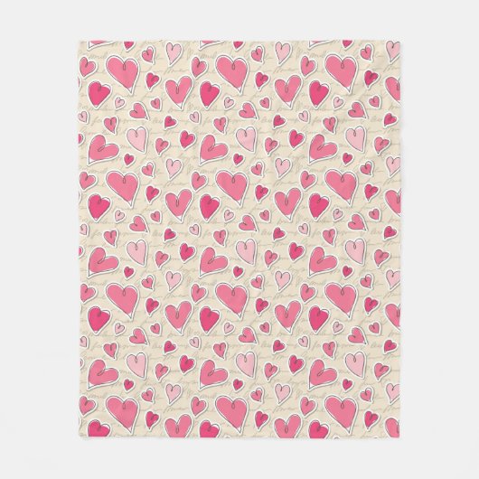 ハートのパターン フリースブランケット (正面)