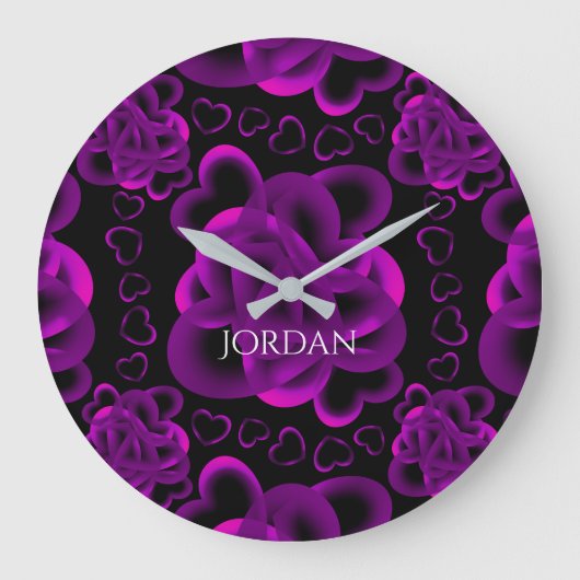 ハートのパターン ラージ壁時計 (正面)