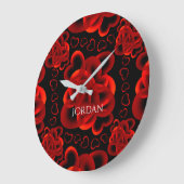 ハートのパターン ラージ壁時計 (傾斜)