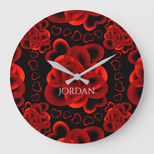 ハートのパターン ラージ壁時計 (正面)