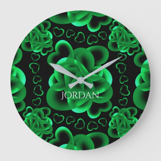 ハートのパターン ラージ壁時計 (正面)