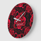 ハートのパターン ラージ壁時計 (傾斜)