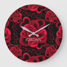 ハートのパターン ラージ壁時計