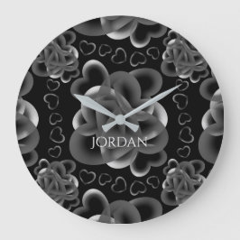 ハートのパターン ラージ壁時計