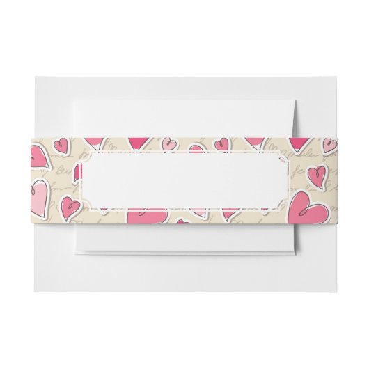 ハートのパターン 招待状ベリーバンド (正面例)