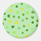 ハートのパターン、緑のハート、黄色のハート マグネット (正面)