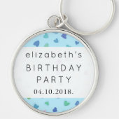 ハートのパターン,青いハート,愛,誕生日 キーホルダー (正面)