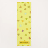 ハートのパターン，黄色のハート，あなたの名前 ヨガマット (正面)