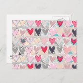 ハートのパッチワークポストカード ポストカード (正面/裏面)