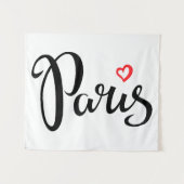 ハートのパリのブラシのレタリング タペストリー (正面(横))