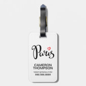 ハートのパリのブラシのレタリング ラゲッジタグ (裏面縦)