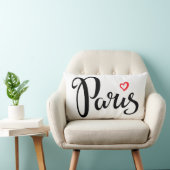 ハートのパリのブラシのレタリング ランバークッション (椅子)