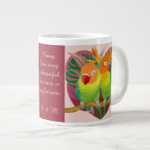 ハートのパロッツ。愛の話は私のお気に入りの話! ジャンボコーヒーマグカップ (正面右)