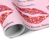 ハートのパーソナライズなバレンタインデーの赤い唇 ラッピングペーパー (ロールコーナー)