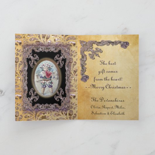 ハートのビクトリア時代の人を与えること シーズンカード (内部)