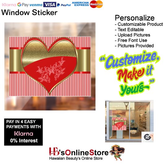 ハートのビジネスコンパクトステッカー 窓用 ウィンドウサイン