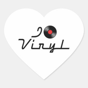 ハートのビニールレコードが大好き - DJレコードアルバムファン ハートシール