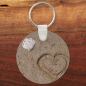 ハートのビーチのピンクの貝殻 キーホルダー (正面)