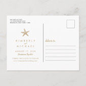 ハートのビーチサンドウェディング日付を保存 案内ポストカード (裏面)