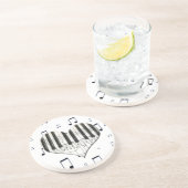 ハートのピアノキーボードおよび音楽ノート コースター (側面)