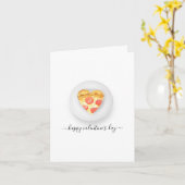 ハートのピザでバレンタインデー カード (黄色い花)