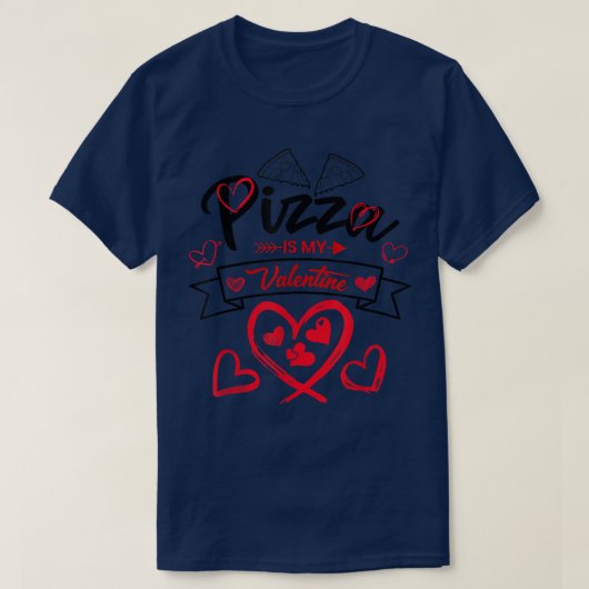 ハートのピザ バレンタイン ピザ Tシャツ (デザイン正面)