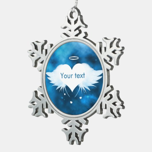 ハートのピューターの雪片のオーナメントの天使 スノーフレークピューターオーナメント (右)