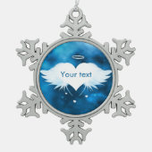 ハートのピューターの雪片のオーナメントの天使 スノーフレークピューターオーナメント (正面)